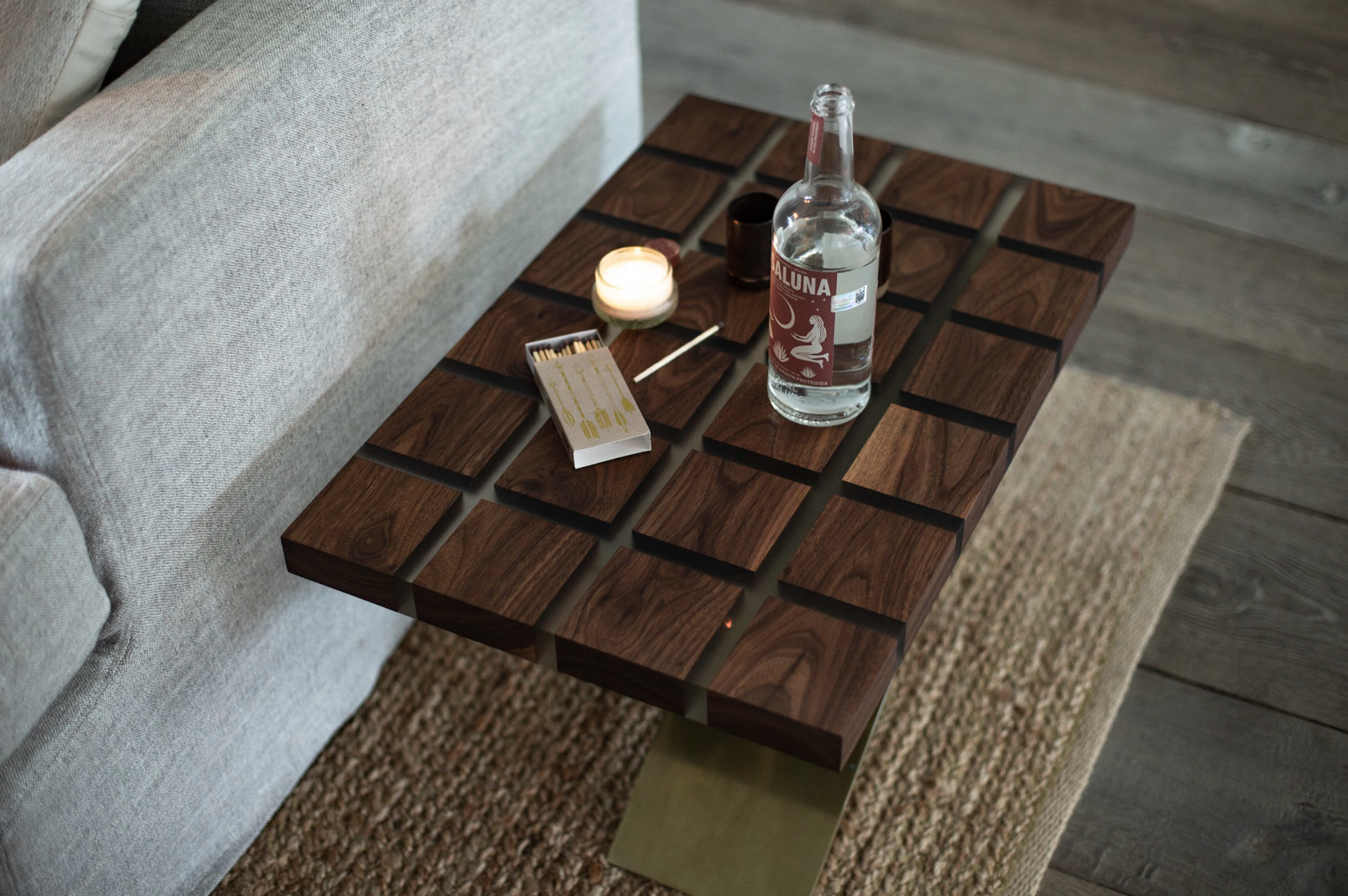 Walnut Cube End Table